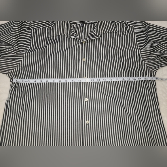 Chaps Dark Gray and White Casual Button Down Shirt - Picture 3 of 6